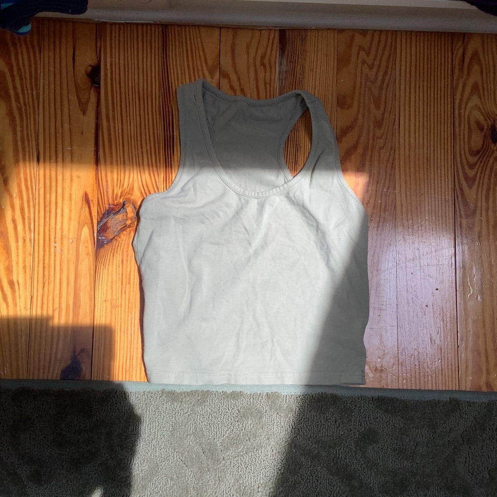 (Bin 4) Sage green crop racer back tank top, Size S